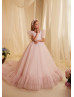 Leaf Lace Tulle V Back Extraordinary Flower Girl Dress